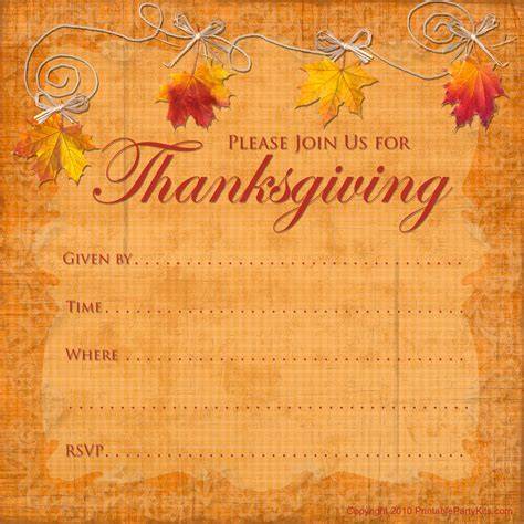Thanksgiving Printable Invitations Free