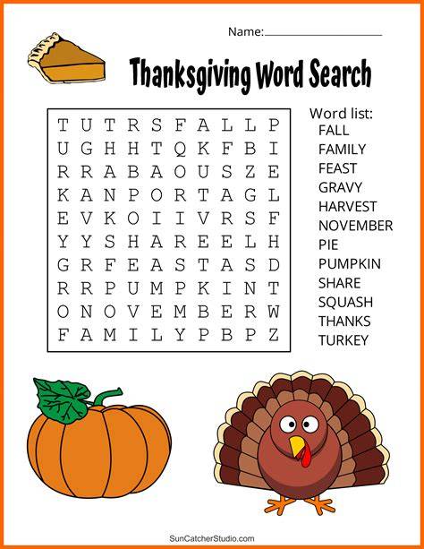Thanksgiving Printable Word Search