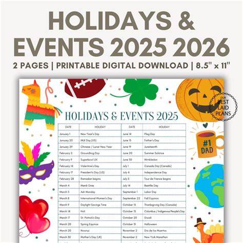 2025 holiday calendar
