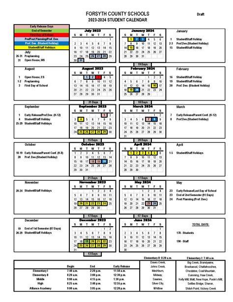 forsyth county school calendar