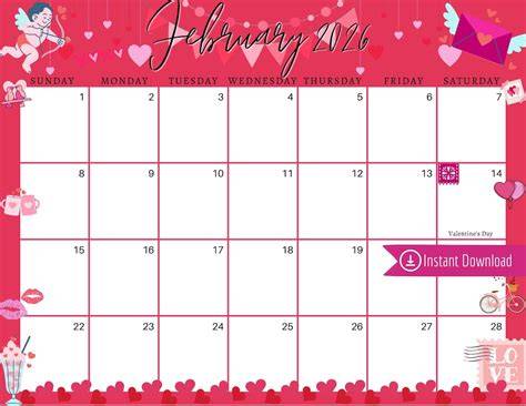 valentine day calendar