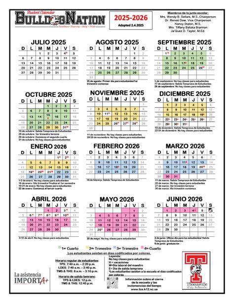 Thomasville City Schools Calendar