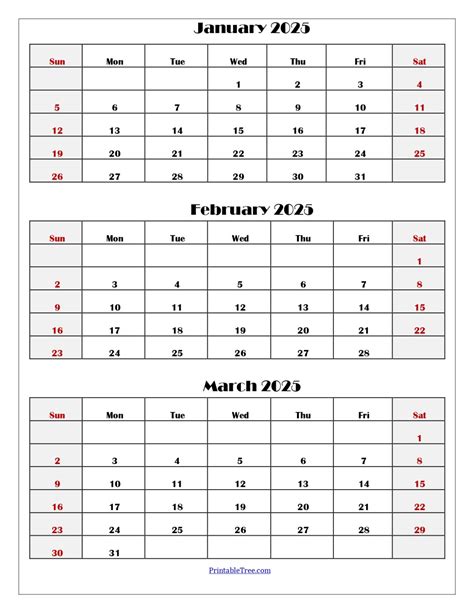 Three Months Calendar