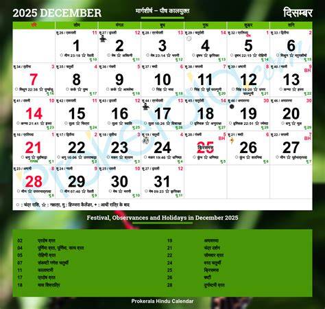 Tithi Calendar 2025