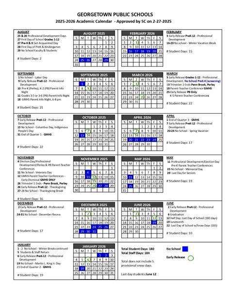 georgetown academic calendar