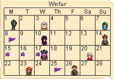 stardew valley winter calendar