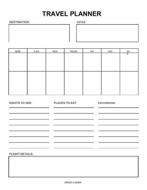 Travel Planner Printable