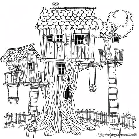 Tree House Coloring Pages