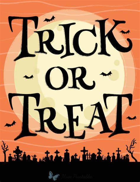 Trick Or Treat Printable Sign
