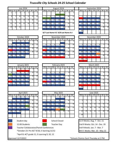 Trussville City School Calendar 25 26