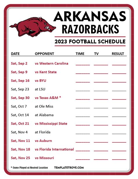 U Of Arkansas Calendar