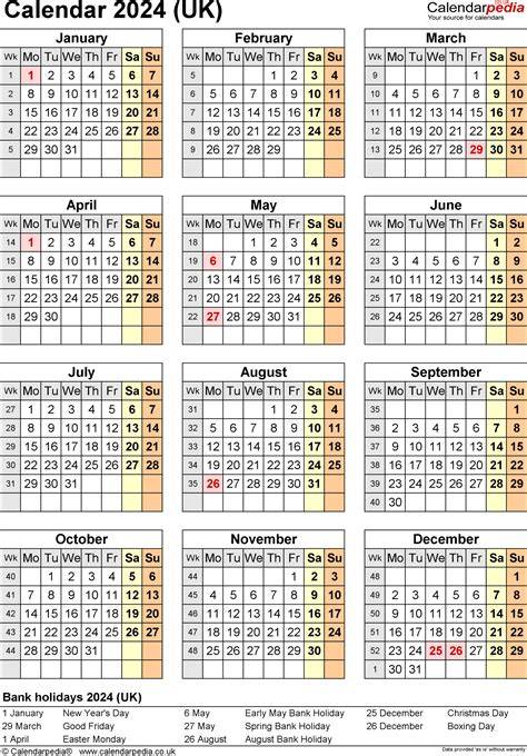 Uk Calendar 2024 25