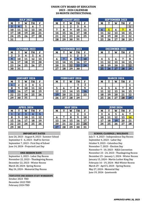 Union City Schools Calendar