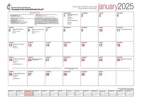 United Methodist Lectionary Calendar