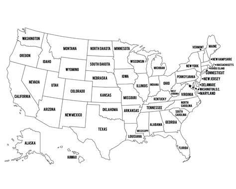 United States Map Coloring Sheet