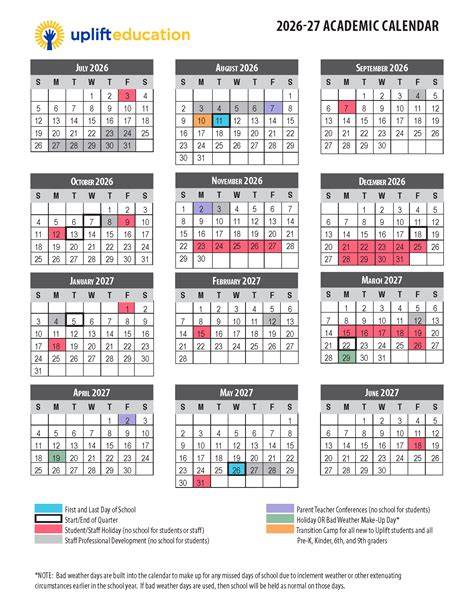 Uplift North Hills Calendar