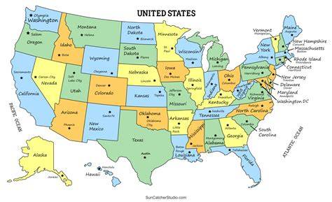 Us Map With Capitals Printable