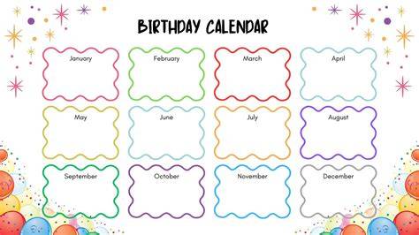 calendar for birthdays