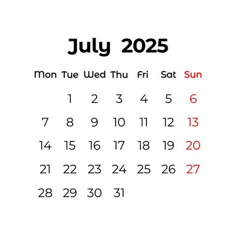 july 2025 calendar