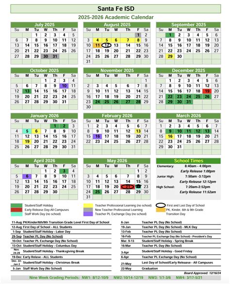 santa fe public schools calendar