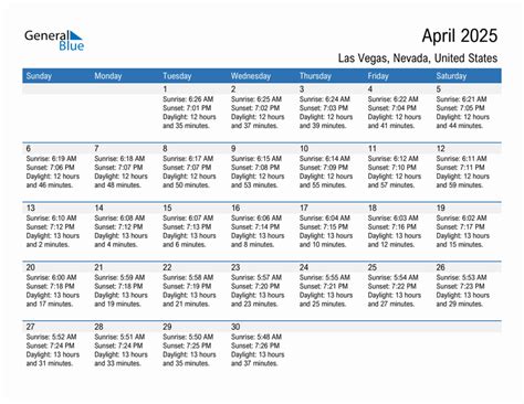 Vegas Calendar April 2025