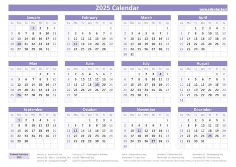 2025 holidays calendar