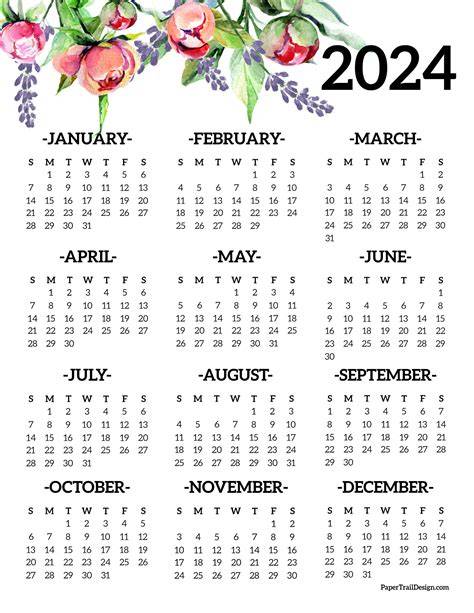 free 2024 printable calendar one page