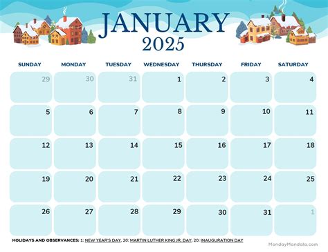 january 2025 calendar printable