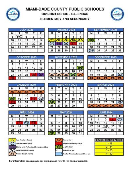 calendar miami dade county public schools