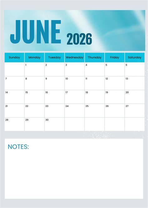 june calendar page printable
