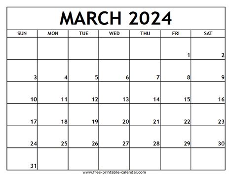 march 2024 calendar