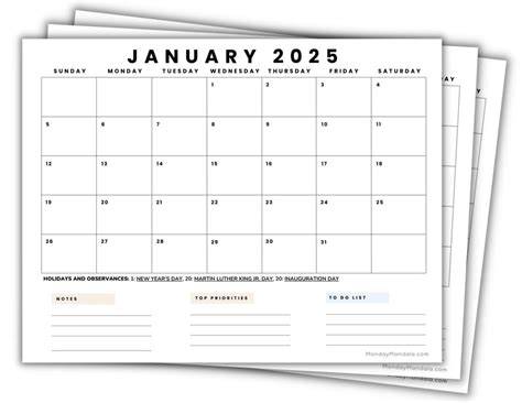 calendar pages to print 2025