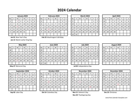 free 2024 printable calendar one page