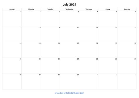 july 2024 calendar