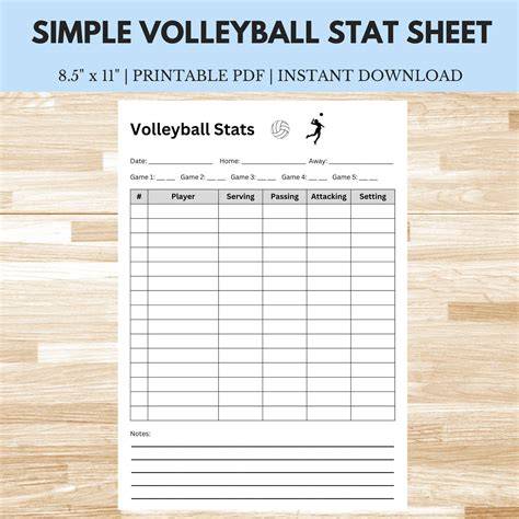 Volleyball Stat Sheets Printable