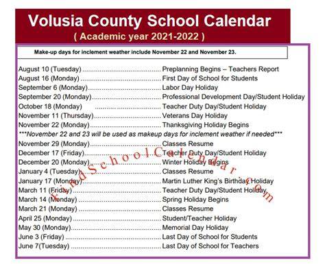 Volusia County Schools Calendar