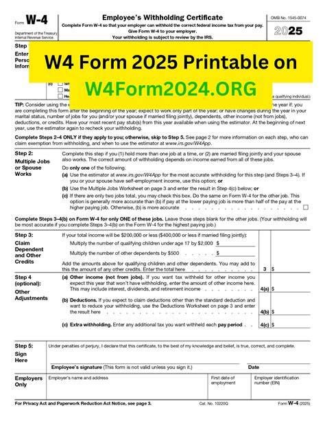 W4 2025 Form Printable
