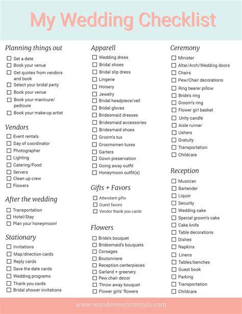 Wedding Planning Checklist Printable