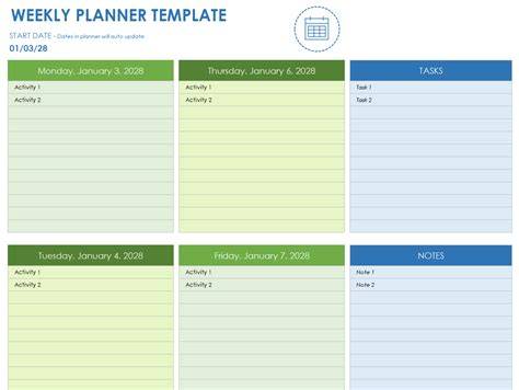 Week Calendar Google Sheets