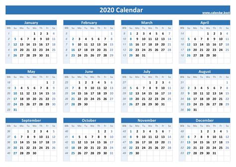 Week Numbers Calendar