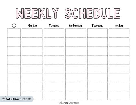 Week Schedule Printable