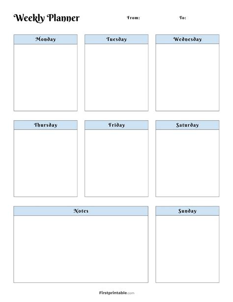 Weekly Calendar Free Print