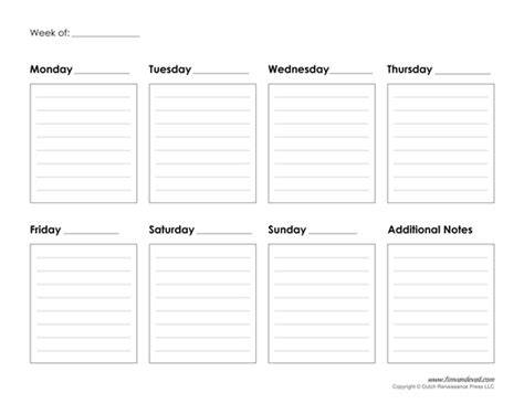 Weekly Calendar Printable Blank