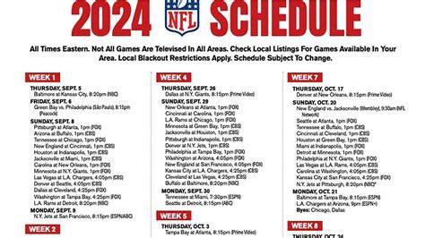 Weekly Nfl Schedule Printable