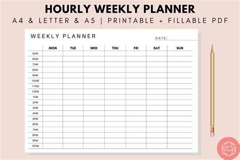 Weekly Planner By Hour Printable