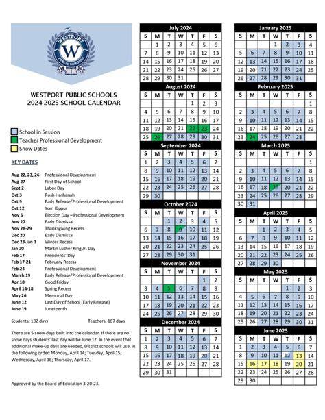 Westport Public Schools Calendar 24 25