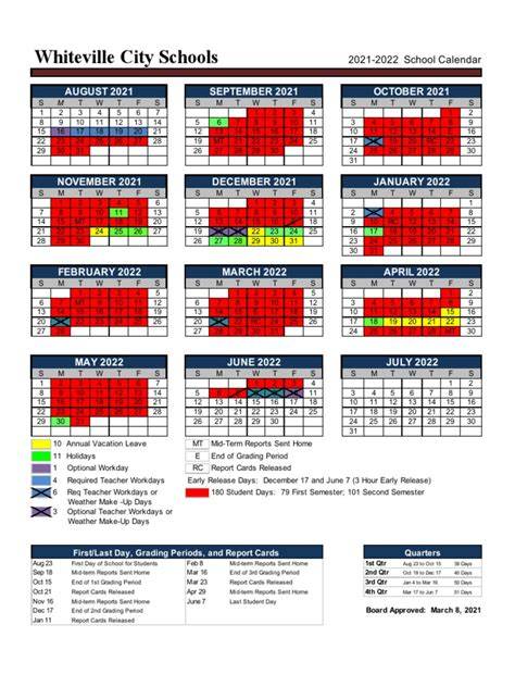 Whiteville City Schools Calendar
