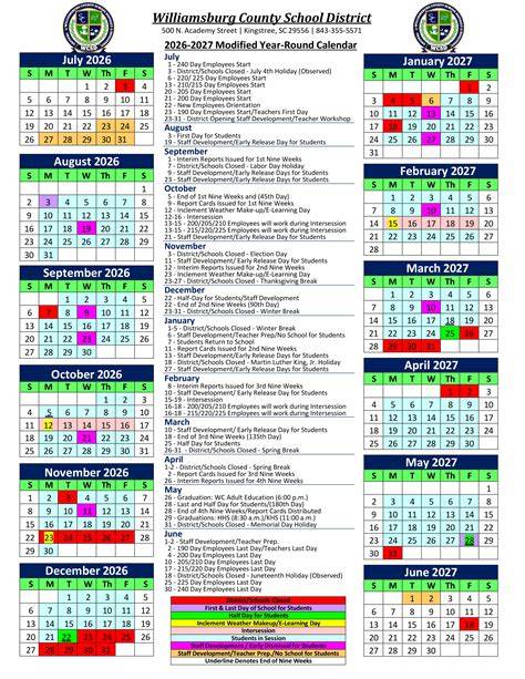 Williamsburg Schools Calendar