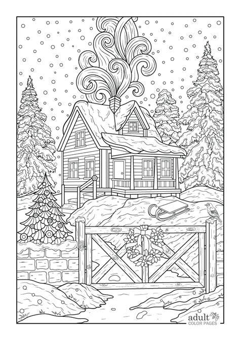 Winter Scene Coloring Sheets