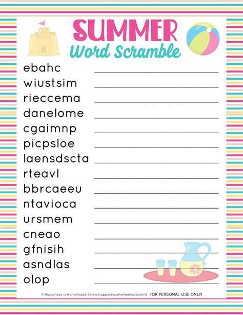 Word Scramble Printable Free
